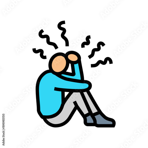 loneliness autophobia fear color icon vector illustration