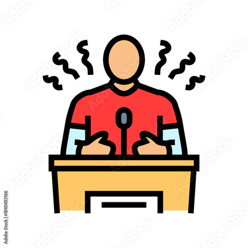 public speaking glossophobia fear color icon vector illustration