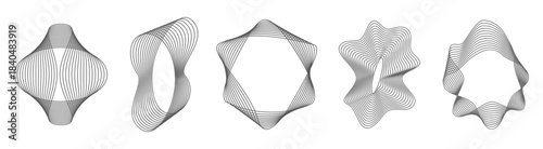 Round curved sound waves set with dynamic wavy stripes