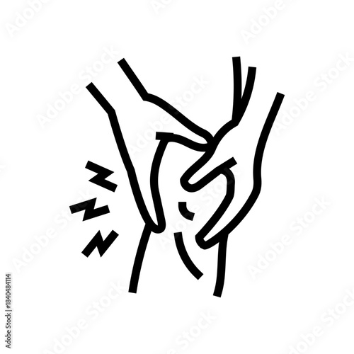 bodybuilder holding injured knee line icon vector illustration