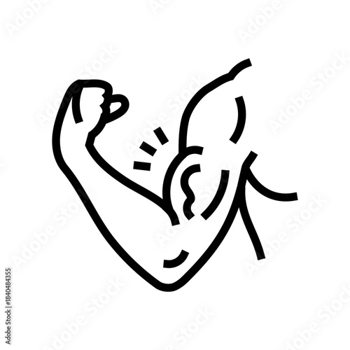 strained bicep pain lines line icon vector illustration