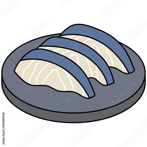 Saba Sushi Illustration on Plate