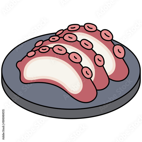 Illustration of Octopus on a Plate