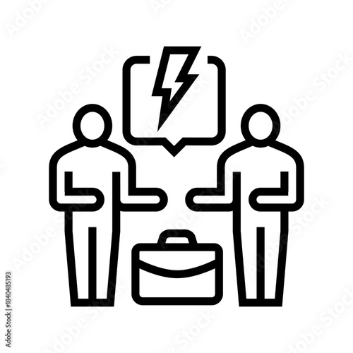 workplace conflicts line icon vector illustration
