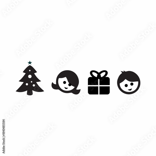 Christmas icon set, Christmas knick-knacks with various souvenir gifts for children