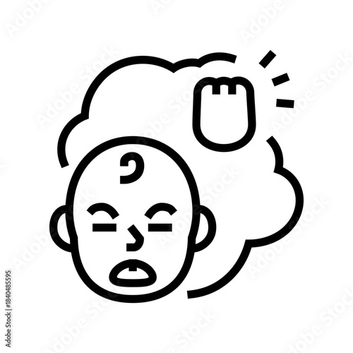 teething pain line icon vector illustration