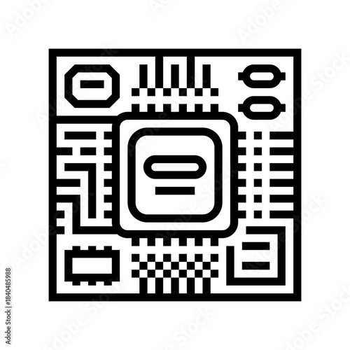 microchip circuit lines line icon vector illustration
