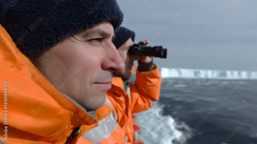 Obraz premium A group of researchers at the North Pole.