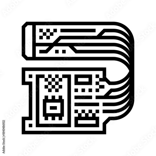 flexible circuit board bending line icon vector illustration