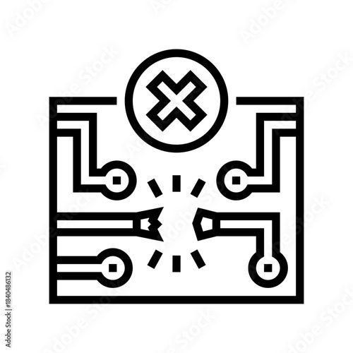 broken circuit path icon line icon vector illustration
