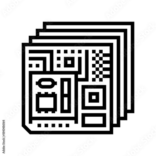 multi layered circuit design line icon vector illustration