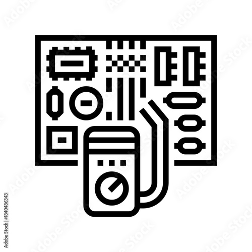 circuit diagnostics line icon vector illustration