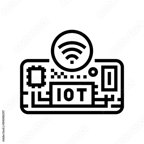 iot circuit board module line icon vector illustration