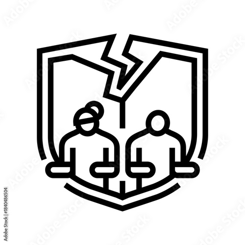 trust issues couple line icon vector illustration