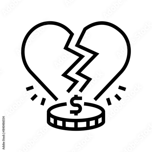 financial stress couple line icon vector illustration