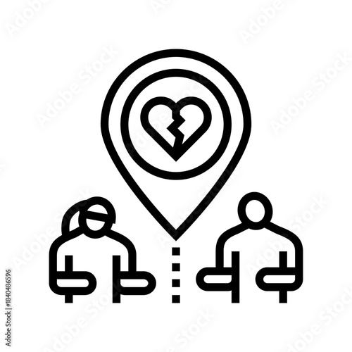 long distance relationship couple line icon vector illustration