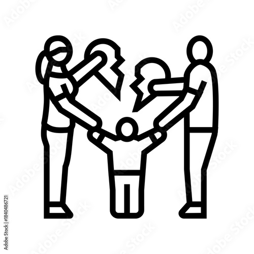 parenting disagreements couple line icon vector illustration