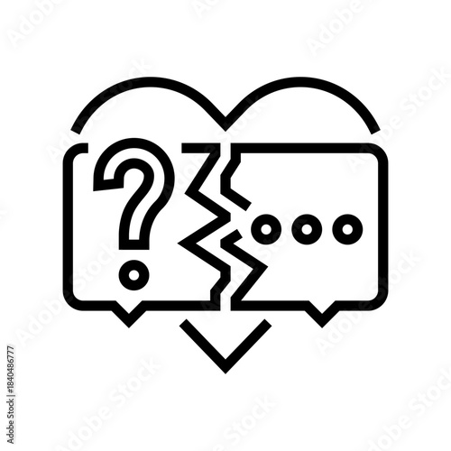 lack of communication couple line icon vector illustration