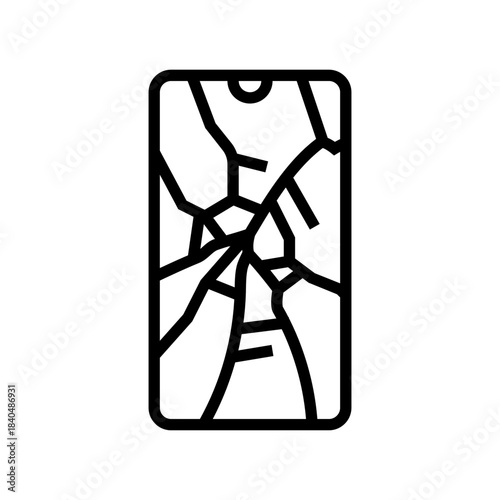 broken smartphones e waste pollution line icon vector illustration