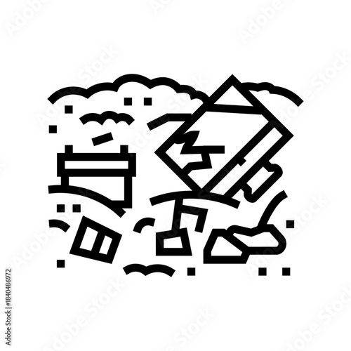 landfill electronic e waste pollution line icon vector illustration