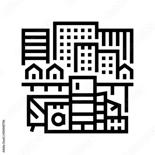 piles urban area e waste pollution line icon vector illustration