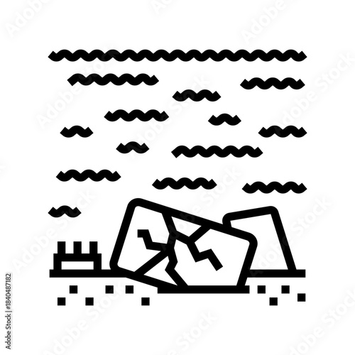 electronic ocean water e waste pollution line icon vector illustration