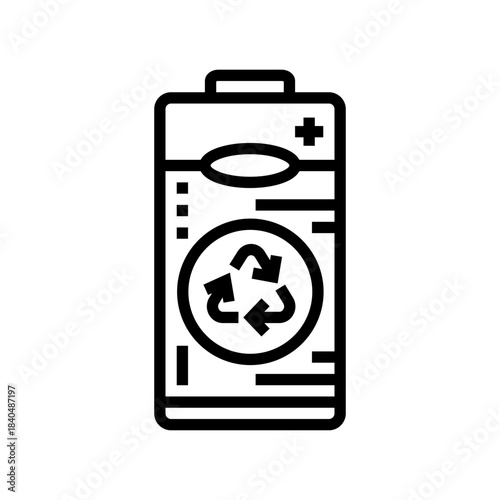 battery recycling e waste pollution line icon vector illustration
