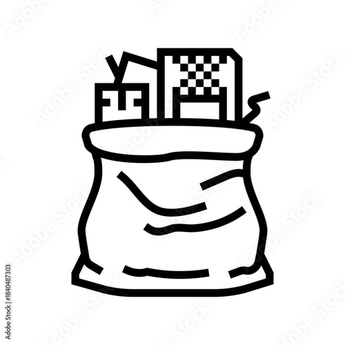 components plastic bags e waste pollution line icon vector illustration