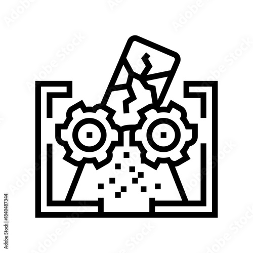 electronic being shredded e waste pollution line icon vector illustration