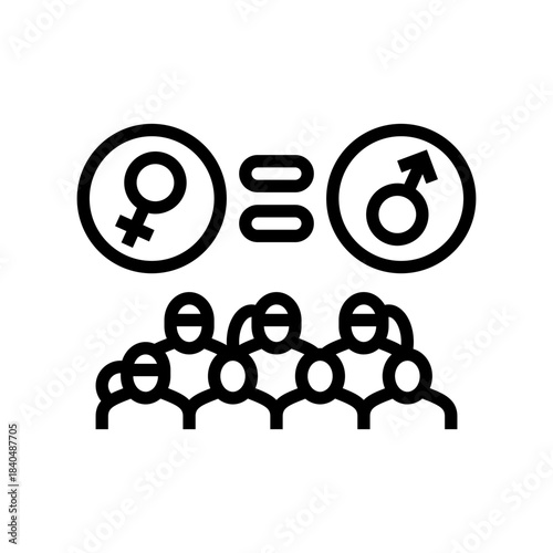 gender parity line icon vector illustration