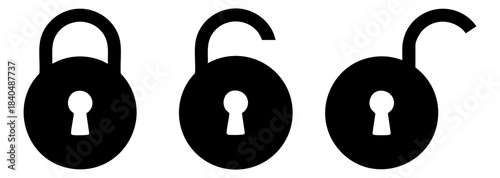 Collection of secure lock and unlock padlock icons for privacy, access, and protection
