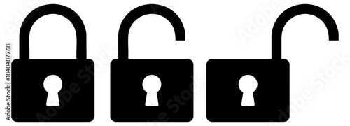 Collection of secure lock and unlock padlock icons for privacy, access, and protection
