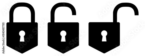 Collection of secure lock and unlock padlock icons for privacy, access, and protection