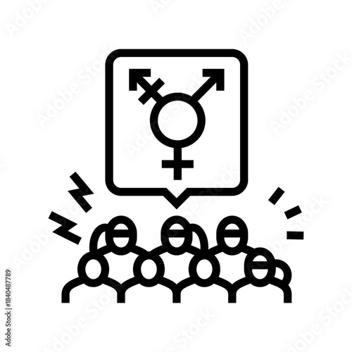social construction of gender line icon vector illustration