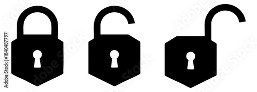 Collection of secure lock and unlock padlock icons for privacy, access, and protection