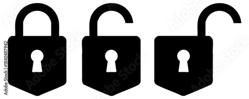 Collection of secure lock and unlock padlock icons for privacy, access, and protection