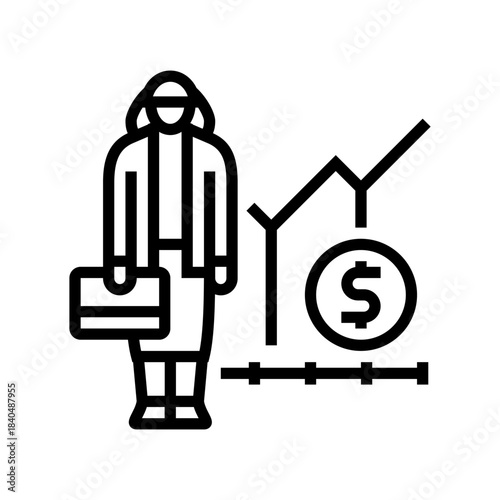 feminist economics line icon vector illustration