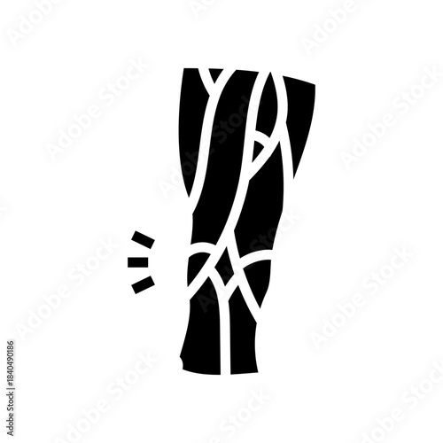 strained hamstring muscle glyph icon vector illustration