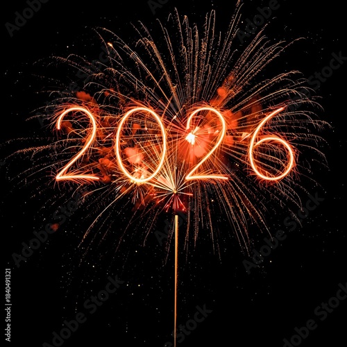 A moment of celebration towards 2026, with the glittering numbers shining behind a magnificent explosion of fire.
