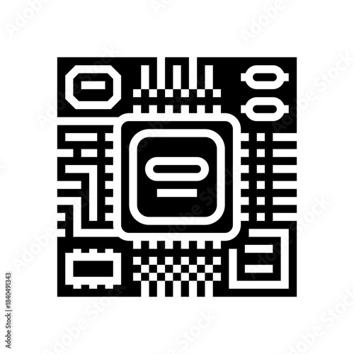 microchip circuit lines glyph icon vector illustration