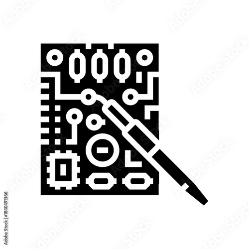 soldering iron circuit glyph icon vector illustration