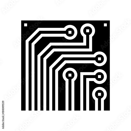 green pcb copper tracks glyph icon vector illustration