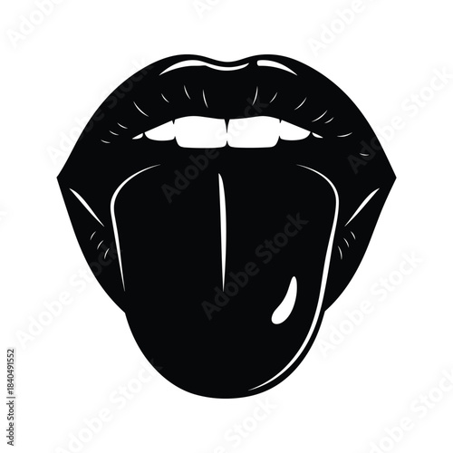 Black lips with tongue sticking out vector graphic 1