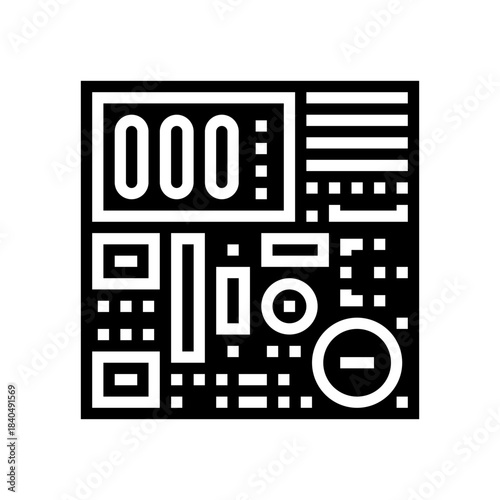 pcb labeled components glyph icon vector illustration
