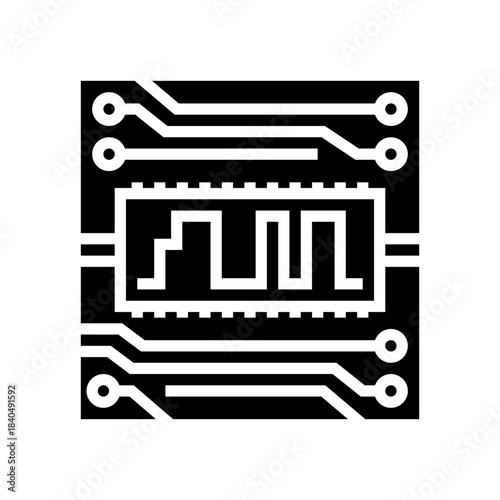digital signal path board glyph icon vector illustration