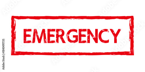 Emergency ink rubber stamp grunge effect. Emblem in retro style.