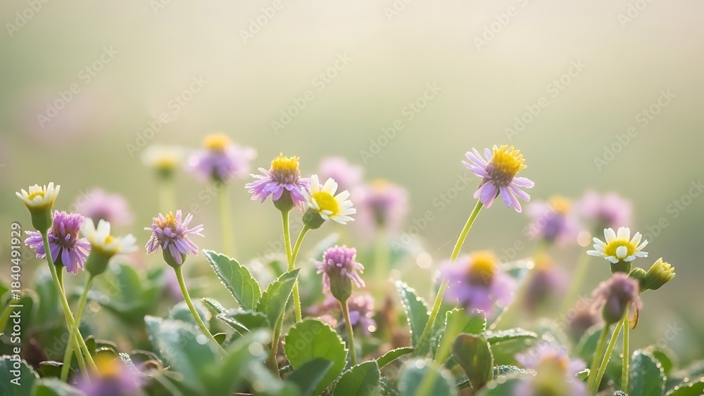 Fototapeta premium 🌸 Delicate Wildflowers in Soft Morning Light