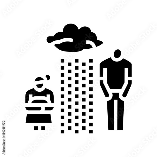 feeling unloved or unimportant glyph icon vector illustration