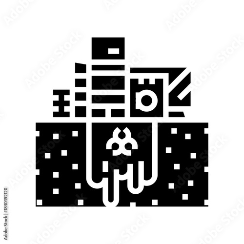toxic chemicals leaking from e waste pollution glyph icon vector illustration