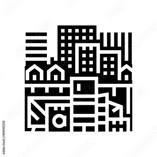 piles urban area e waste pollution glyph icon vector illustration